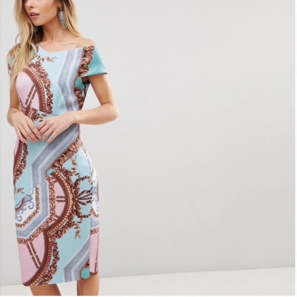 Ted Baker Yanar Versailles Print Bodycon Dress size 1 nwot - Picture 5 of 14